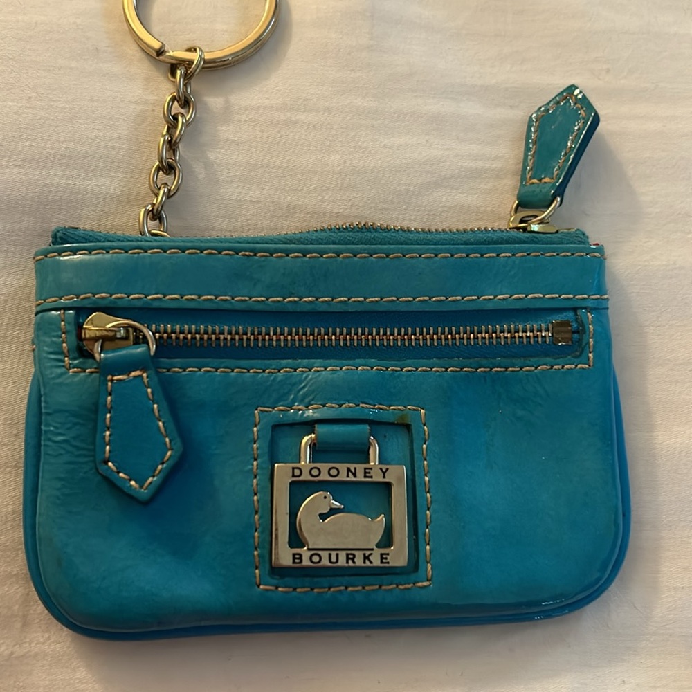 Vintage Dooney & Bourke Blue Leather wallet / keychain / FOB / purse charm